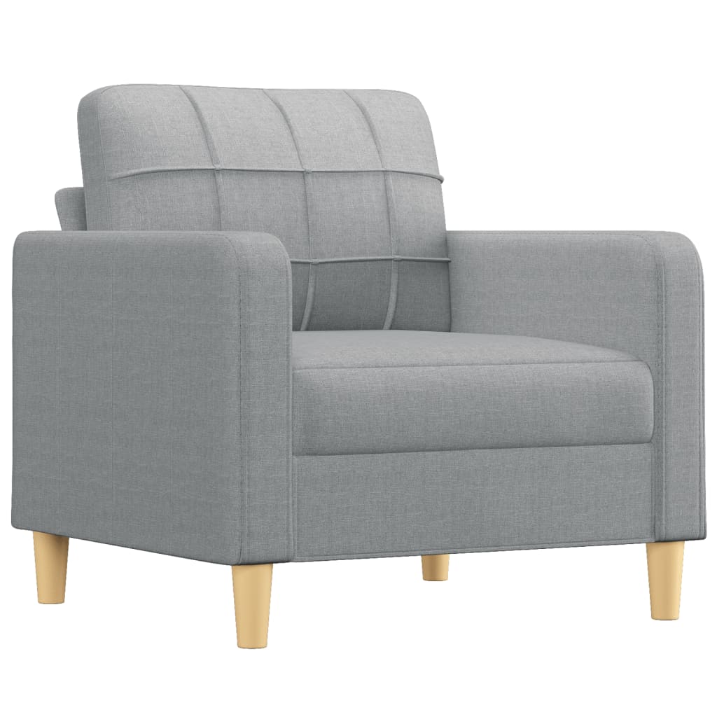 4 Piece Sofa Set with Pillows Light Grey Fabric