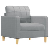 4 Piece Sofa Set with Pillows Light Grey Fabric - Side View
