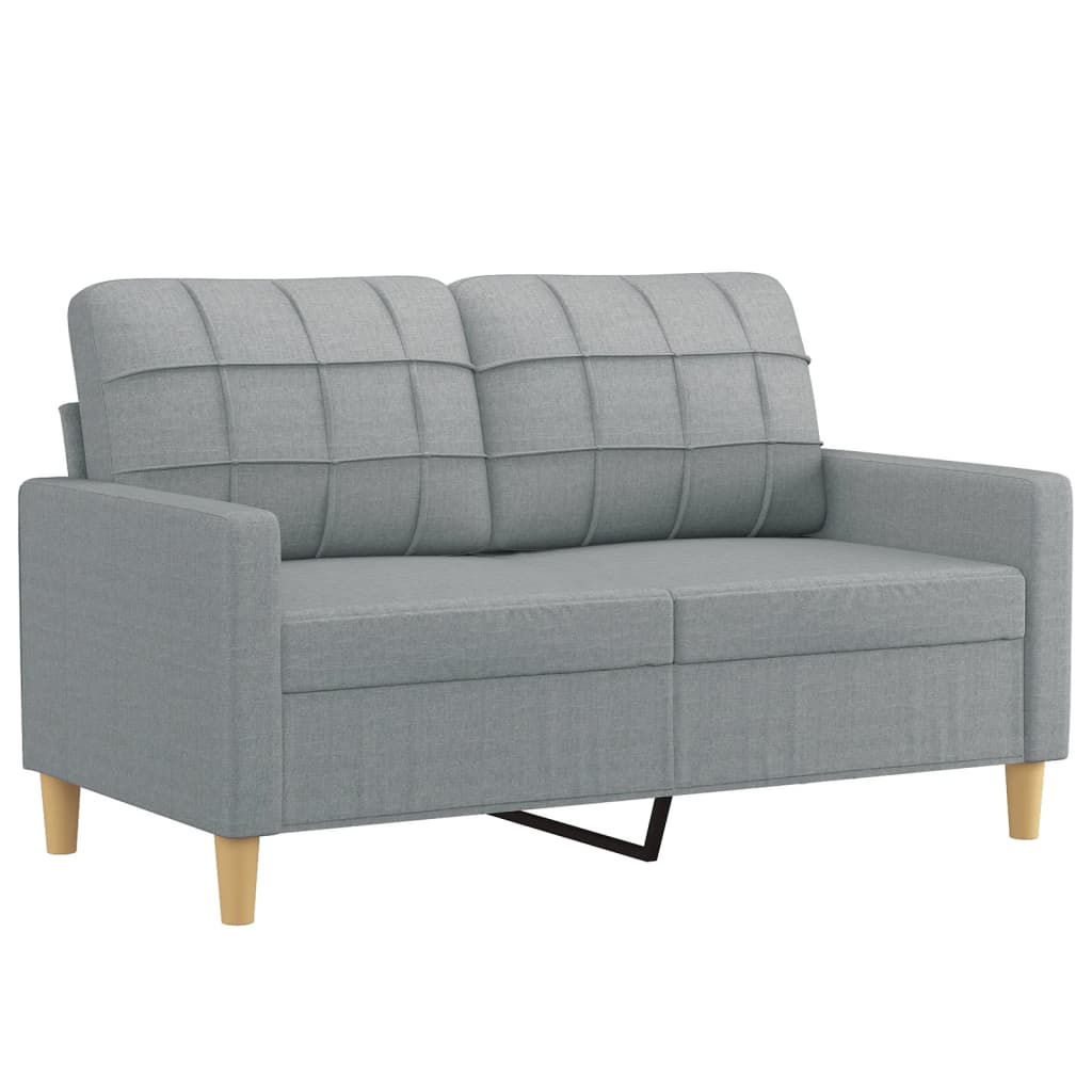 4 Piece Sofa Set with Pillows Light Grey Fabric
