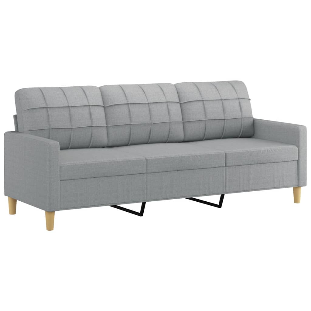4 Piece Sofa Set with Pillows Light Grey Fabric