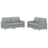 2 Piece Sofa Set with Cushions Light Grey Fabric - Front View