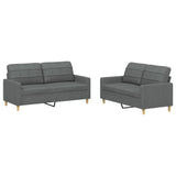 2 Piece Sofa Set with Cushions Dark Grey Fabric - Front View