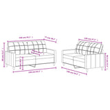 2 Piece Sofa Set with Cushions Dark Grey Fabric - Rear View