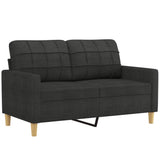 2 Piece Sofa Set with Cushions Black Fabric