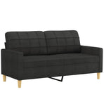 2 Piece Sofa Set with Cushions Black Fabric