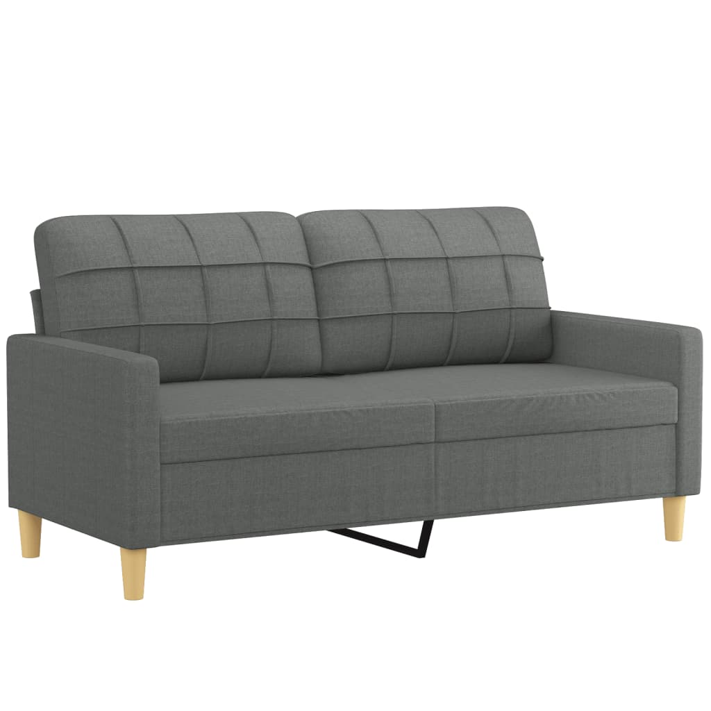 3 Piece Sofa Set with Cushions Dark Grey Fabric