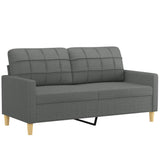 3 Piece Sofa Set with Cushions Dark Grey Fabric
