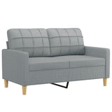 2 Piece Sofa Set with Pillows Light Grey Fabric - Side View