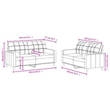 2 Piece Sofa Set with Pillows Dark Grey Fabric - Low Angle