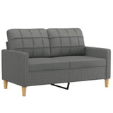3 Piece Sofa Set with Pillows Dark Grey Fabric - Side View