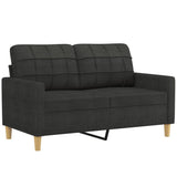 3 Piece Sofa Set with Pillows Black Fabric - Side View