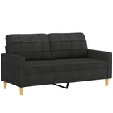 3 Piece Sofa Set with Pillows Black Fabric
