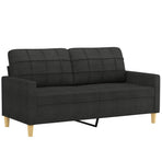 3 Piece Sofa Set with Pillows Black Fabric