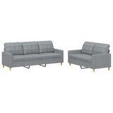 2 Piece Sofa Set with Cushions Light Grey Fabric - Front View