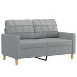 2 Piece Sofa Set with Cushions Light Grey Fabric - Side View