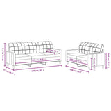 2 Piece Sofa Set with Cushions Dark Grey Fabric - Rear View