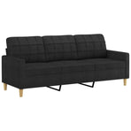 2 Piece Sofa Set with Cushions Black Fabric