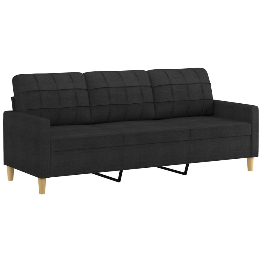 2 Piece Sofa Set with Cushions Black Fabric