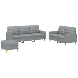 3 Piece Sofa Set with Cushions Light Grey Fabric - Front View