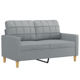 2 Piece Sofa Set with Pillows Light Grey Fabric - Side View