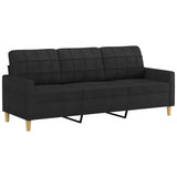 3 Piece Sofa Set with Pillows Black Fabric - Top-Down View