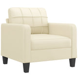 3 Piece Sofa Set with Cushions Cream Faux Leather - Side View