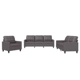 3 Piece Sofa Set with Cushions Grey Faux Leather