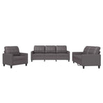 3 Piece Sofa Set with Cushions Grey Faux Leather
