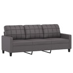 3 Piece Sofa Set with Cushions Grey Faux Leather