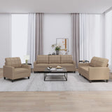 3 Piece Sofa Set with Cushions Cappuccino Faux Leather