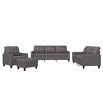4 Piece Sofa Set with Cushions Grey Faux Leather