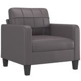 4 Piece Sofa Set with Cushions Grey Faux Leather