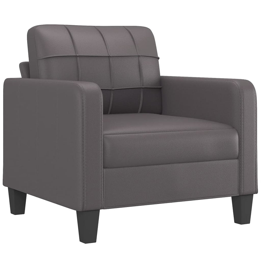 4 Piece Sofa Set with Cushions Grey Faux Leather
