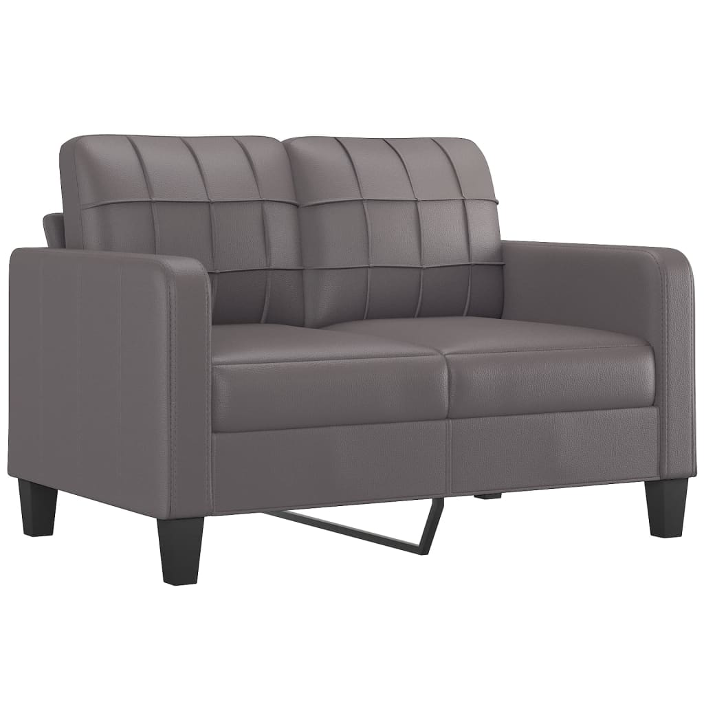 4 Piece Sofa Set with Cushions Grey Faux Leather