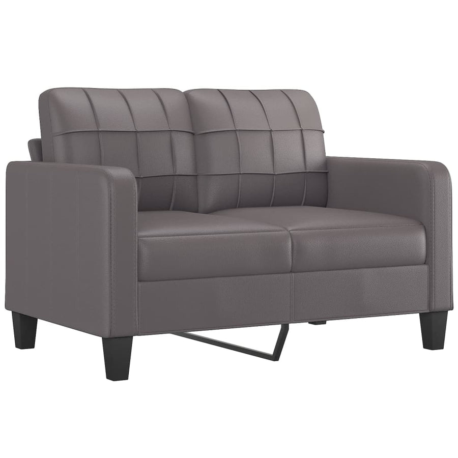 4 Piece Sofa Set with Cushions Grey Faux Leather