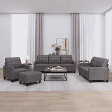 4 Piece Sofa Set with Cushions Grey Faux Leather