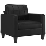 3 Piece Sofa Set with Pillows Black Faux Leather - Side View