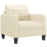 3 Piece Sofa Set with Pillows Cream Faux Leather - Side View