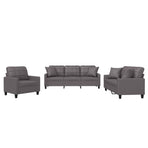 3 Piece Sofa Set with Pillows Grey Faux Leather