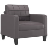 3 Piece Sofa Set with Pillows Grey Faux Leather
