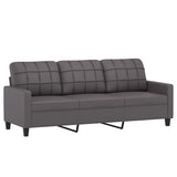 3 Piece Sofa Set with Pillows Grey Faux Leather - Top-Down View
