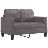 3 Piece Sofa Set with Pillows Grey Faux Leather - 45-Degree Angle