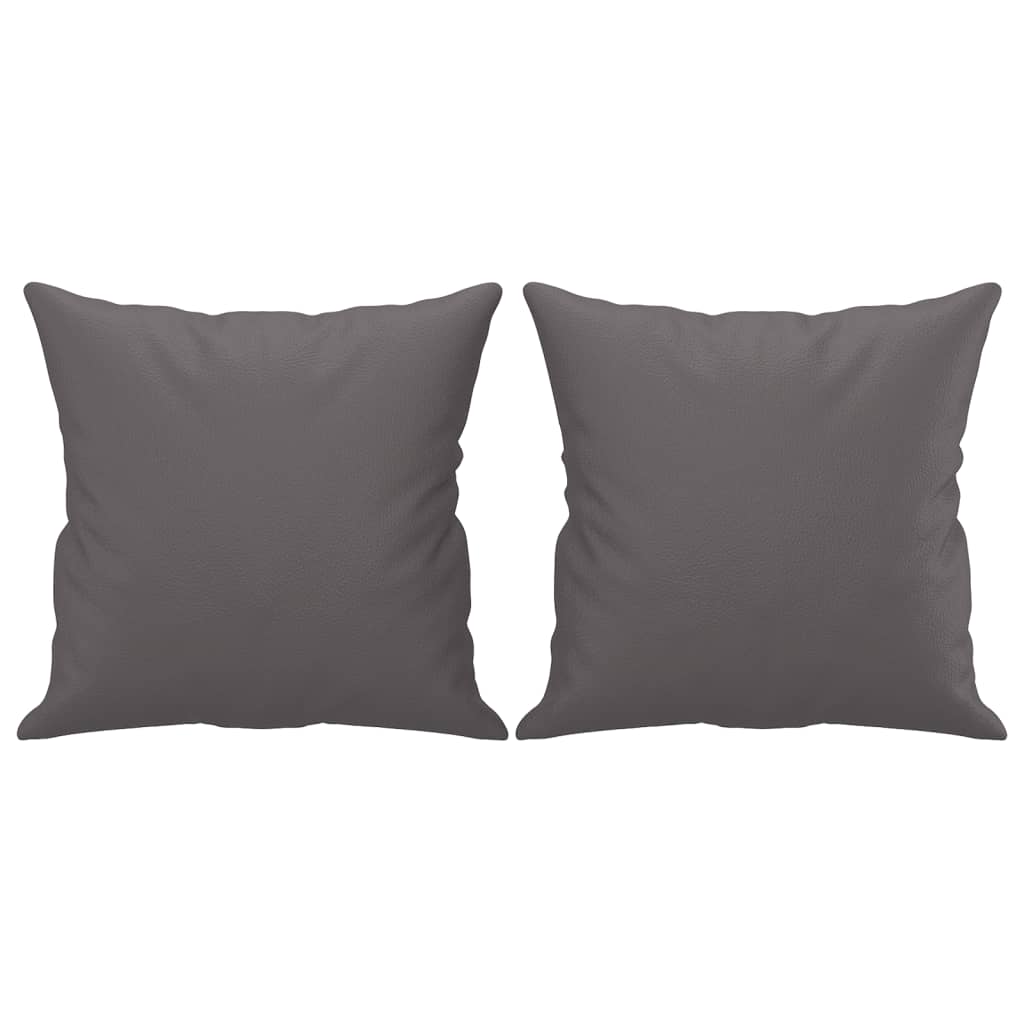 3 Piece Sofa Set with Pillows Grey Faux Leather