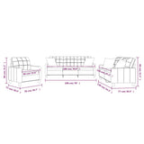 3 Piece Sofa Set with Pillows Grey Faux Leather