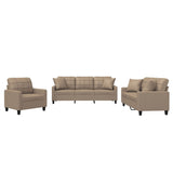 3 Piece Sofa Set with Pillows Cappuccino Faux Leather - Front View
