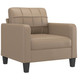 3 Piece Sofa Set with Pillows Cappuccino Faux Leather - Side View