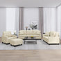 4 Piece Sofa Set with Pillows Cream Faux Leather