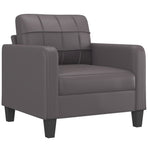 4 Piece Sofa Set with Pillows Grey Faux Leather