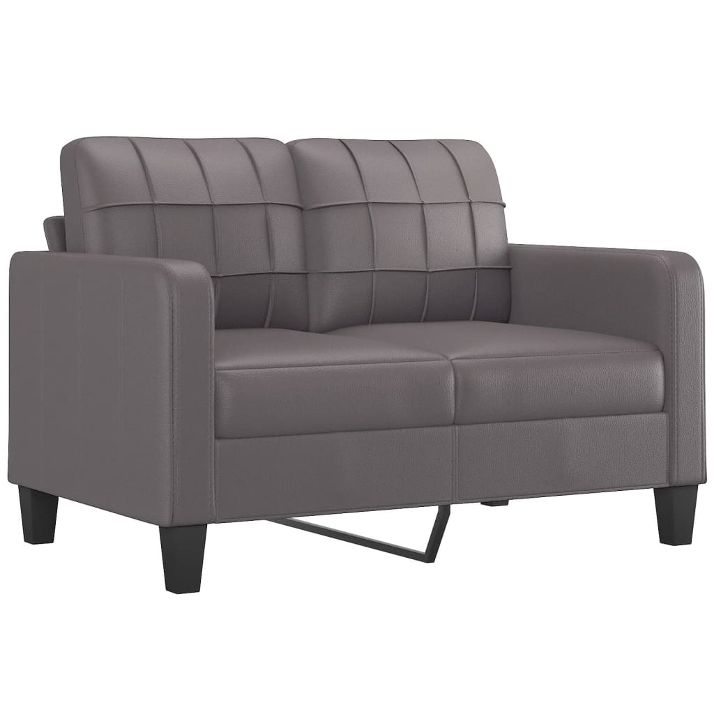 4 Piece Sofa Set with Pillows Grey Faux Leather