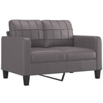 4 Piece Sofa Set with Pillows Grey Faux Leather